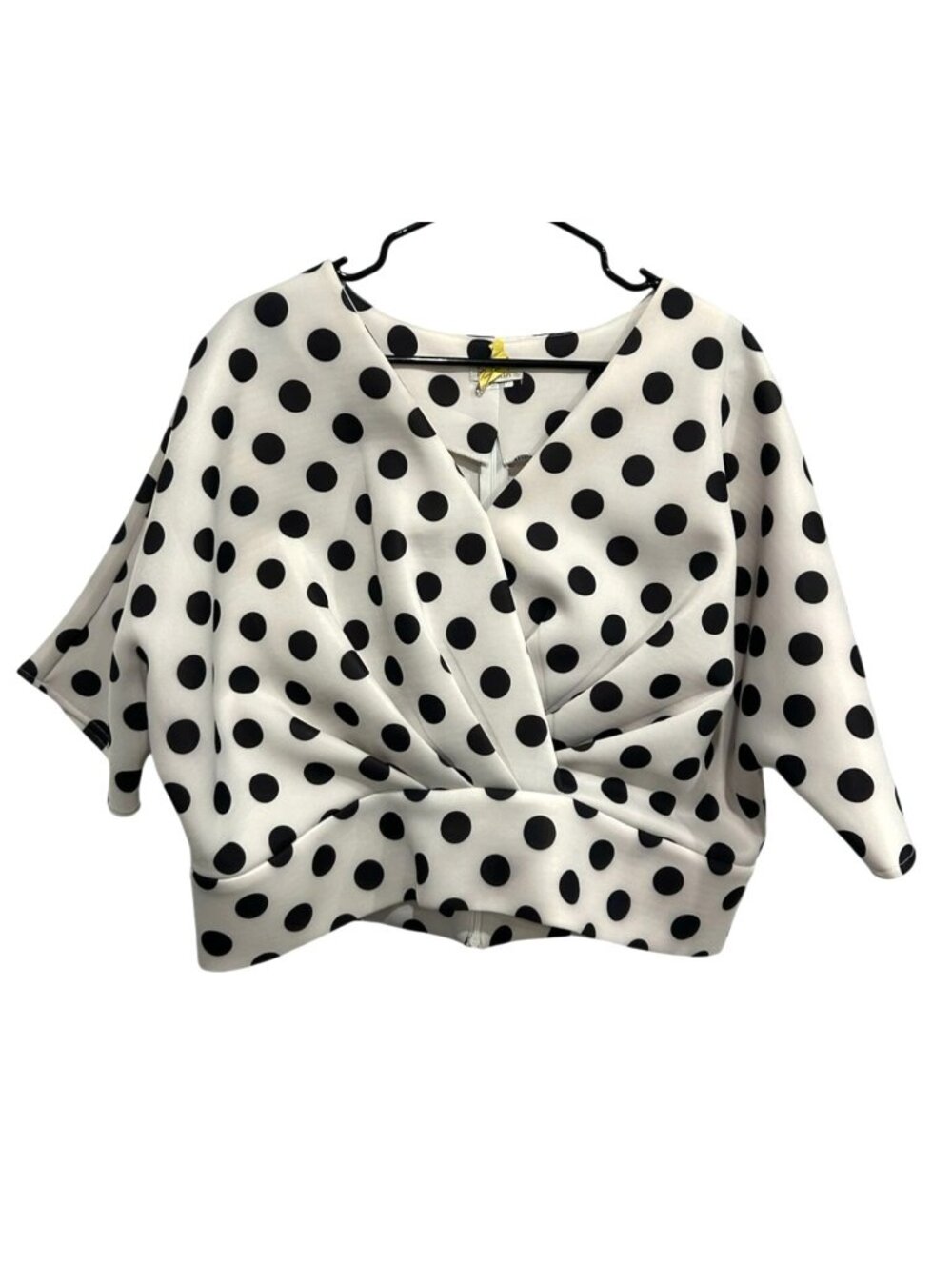 Moshita XL Polka Dot Wrap Front Blouse 3/4 Sleeves Retro Whimsical